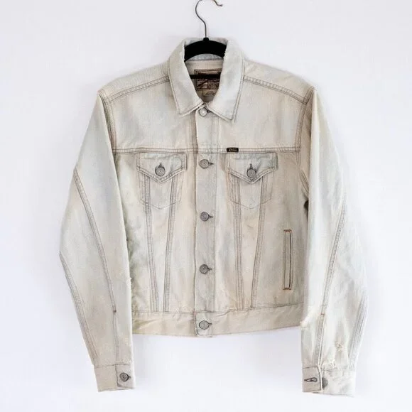 Polo Ralph Lauren Womens Jacket Blue Stone Wash Denim Distressed Trucker NWOT XS - Picture 6 of 7